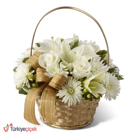  WHITE ARRANGEMENT IN THE BASKET