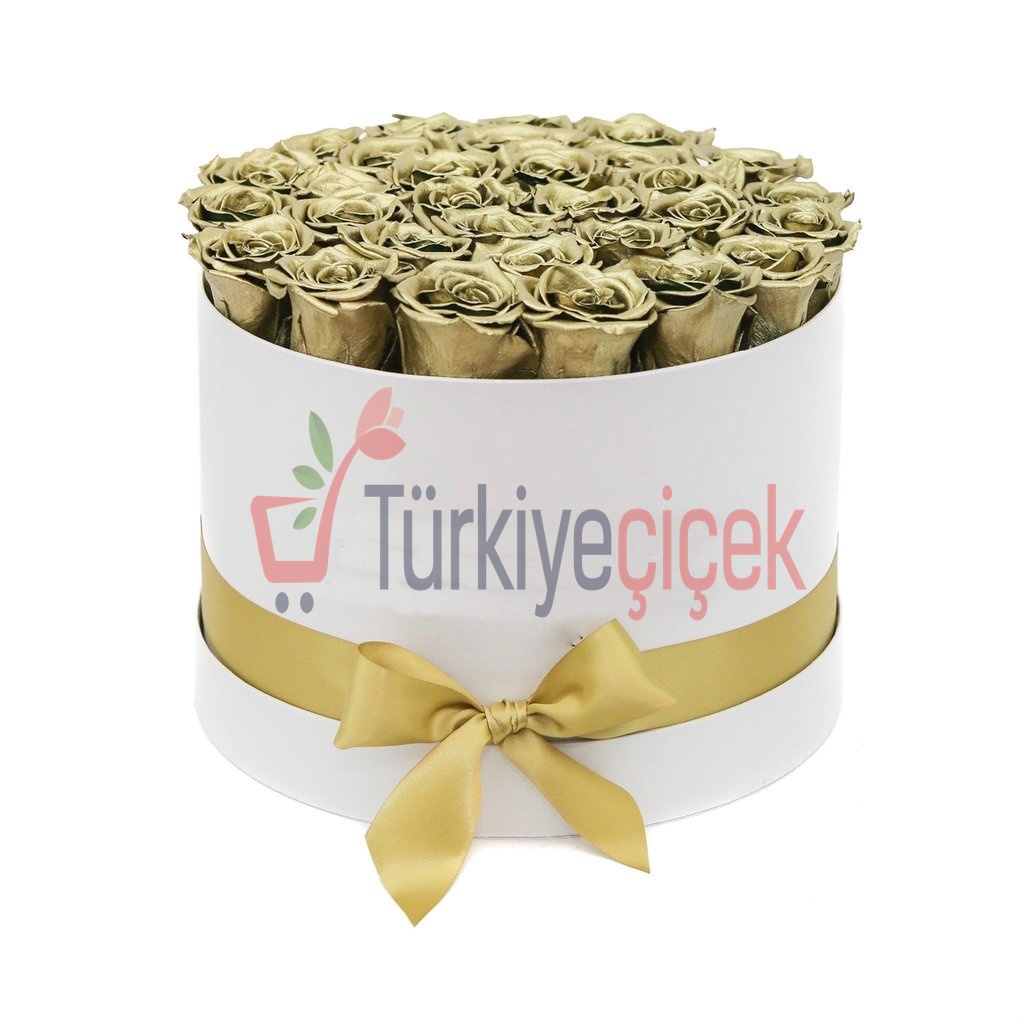 GOLD ROSES IN BOX