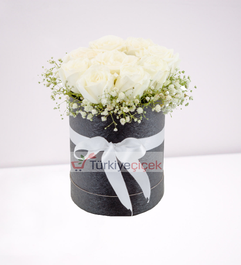 9 WHITE ROSES IN BOX